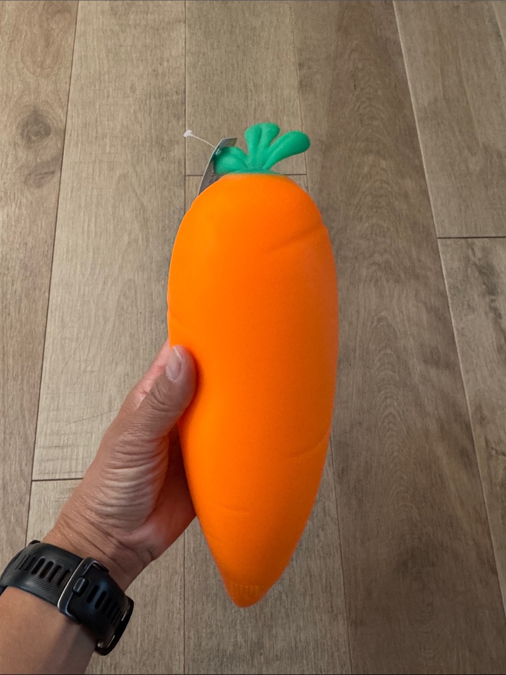 Plush Carrot Toy - Bright Orange with Green Top by Squeezy